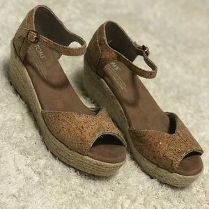 TOMS cork glitz espadrilles wedges